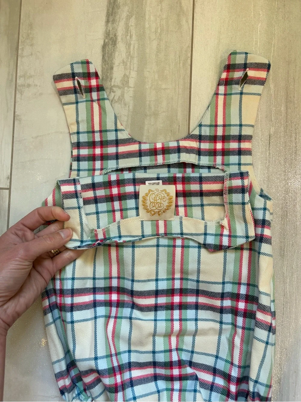 NWT TBBC Classic Plaid Brooksy Bubble Romper & Ruffle Shirt Set Girls 18-24M